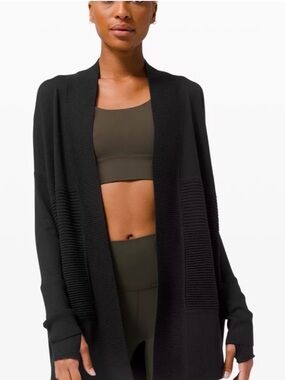 lululemon athletica black lotus wrap cardigan sweater